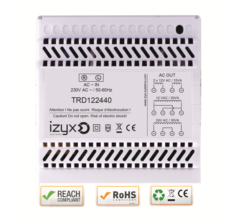 Transformateur 12V AC / 3.3A - 24V AC / 1.65A