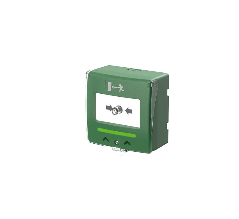 Declencheur manuel vert 2 contacts + buzzer et led Langue Française