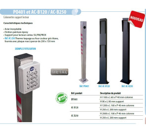 Poteau support métal gris...